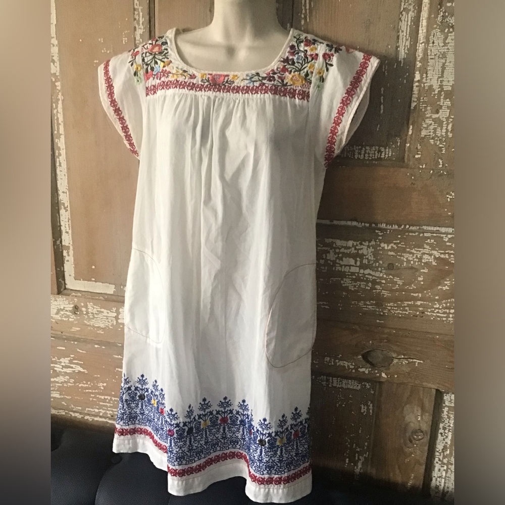 3J Workshop Johnny Was Embroidered Dress White Floral Small - Picture 8 of 12